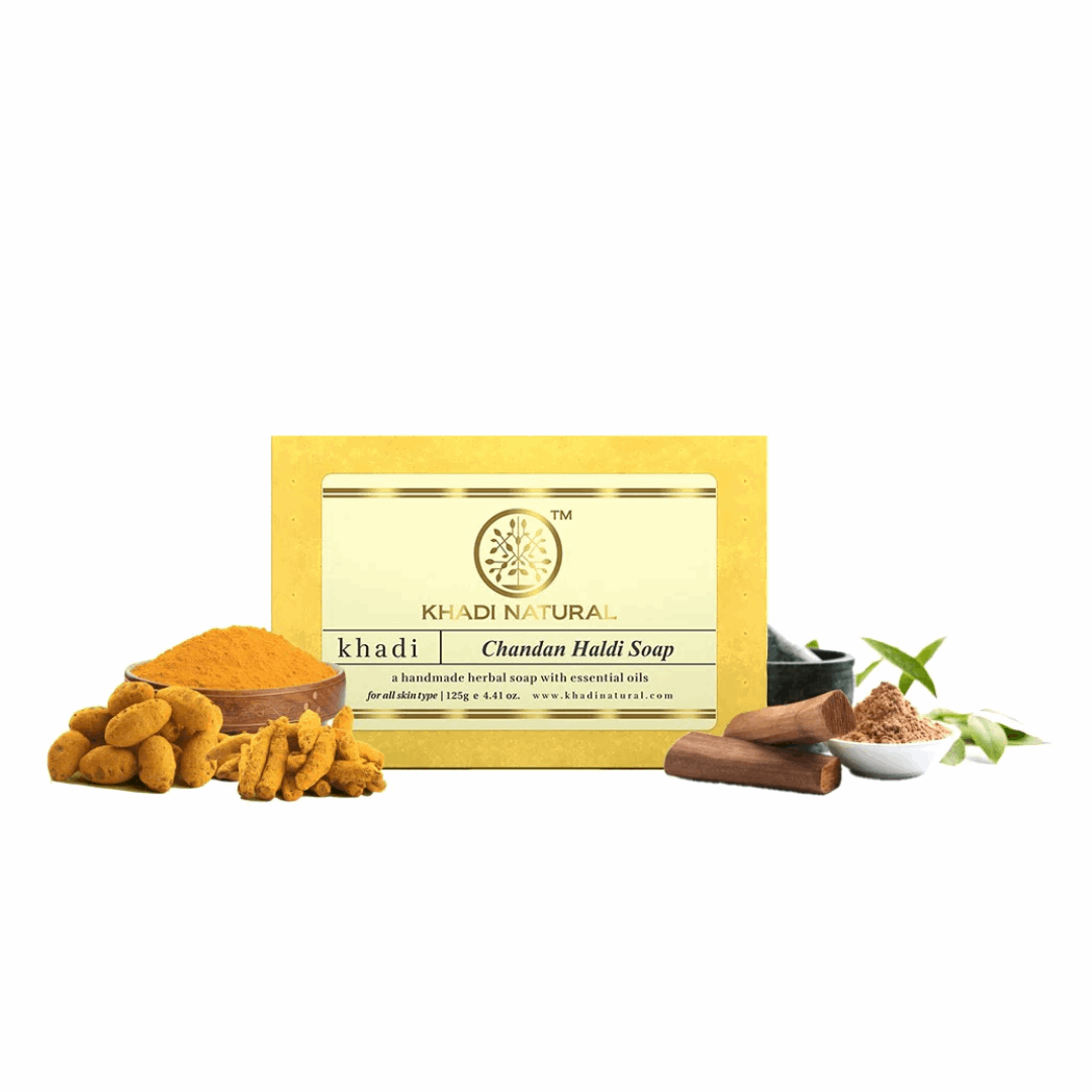 Мыло с Куркумой и Сандалом (Haldi Chandan Soap KHADI), 125 гр