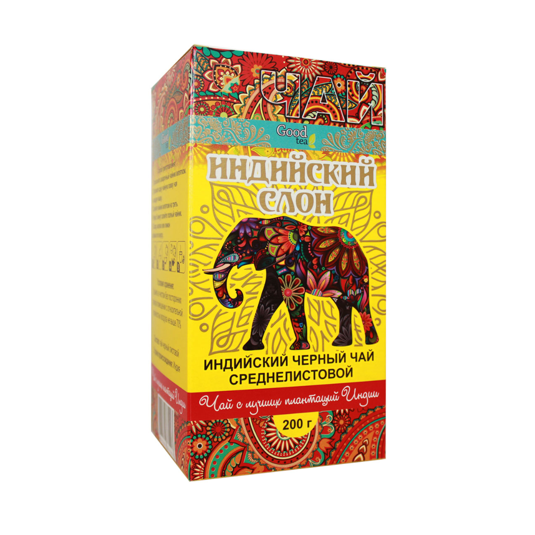 Черный среднелистовой индийский чай "Индийский Слон", 200 гр