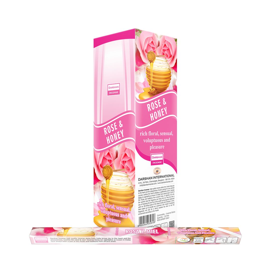 Благовония Роза Мед, Rose Honey, Darshan, 20 палочек