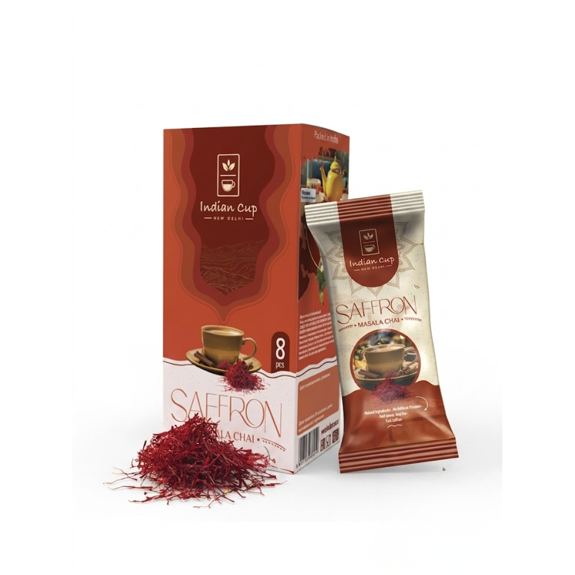 Шафран Масала Чай, Saffron Masala Tea, Indian Cup, 1 саше-20 гр