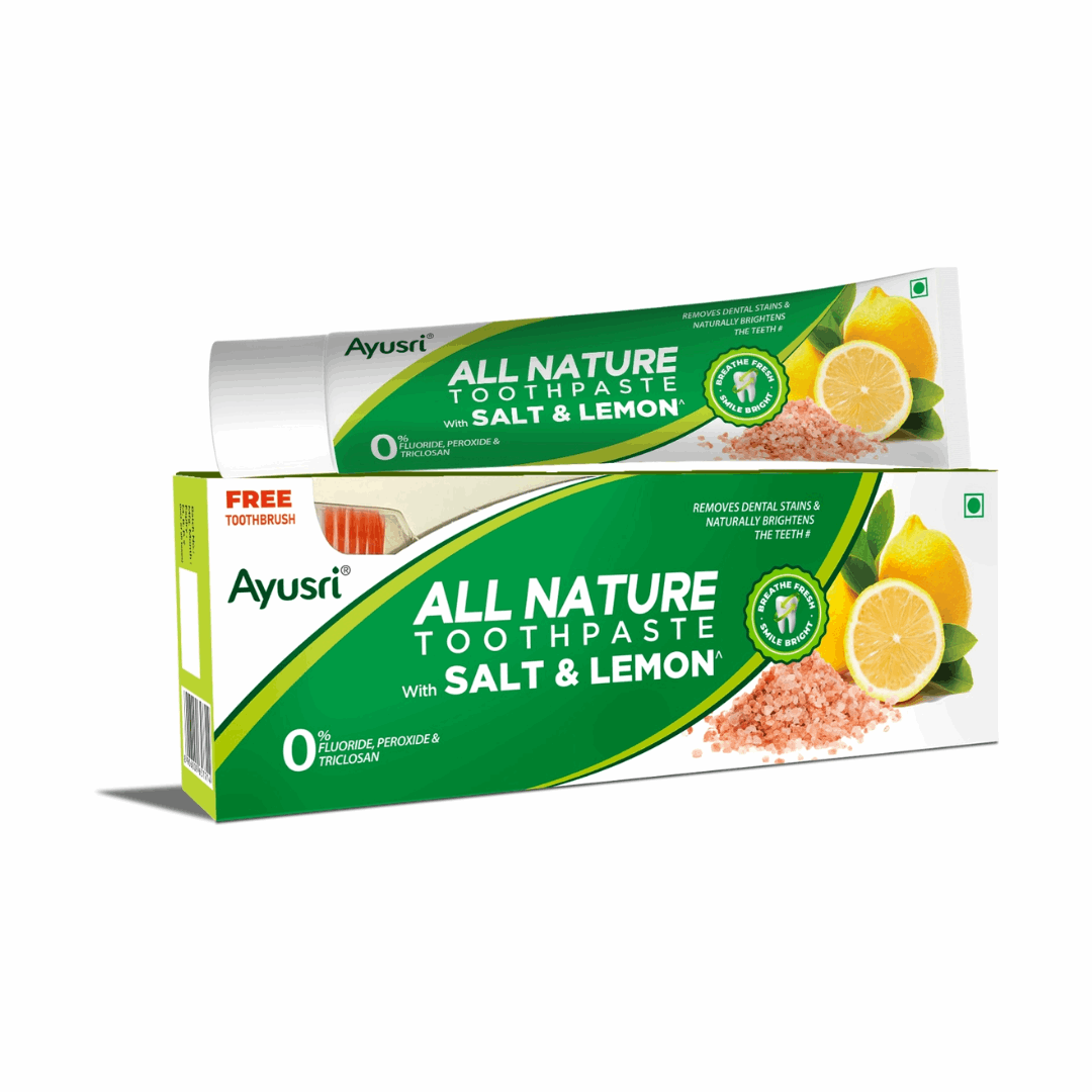 Зубная паста с солью и лимоном (Salt and lemon toothpaste AYUSRI), 150 гр + зубная щетка