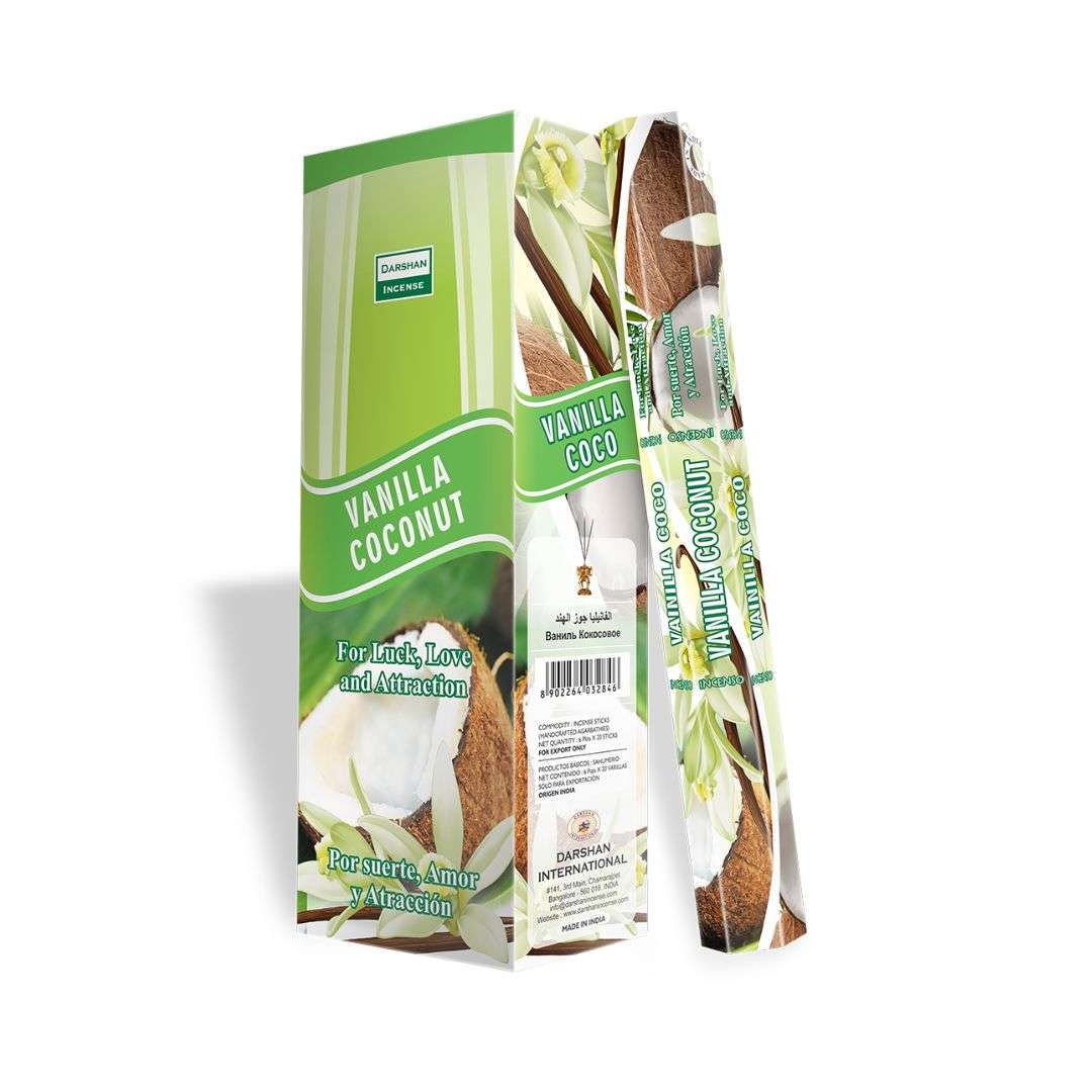 Благовония Ваниль Кокос, Vanilla Coconut, Darshan