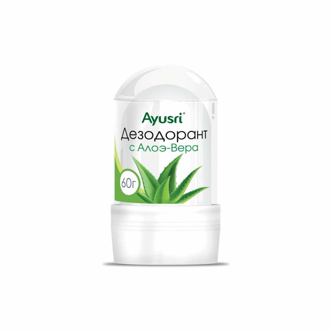 Алунит Натуральный Дезодорант с Алоэ Вера (AYUSRI), 60 гр