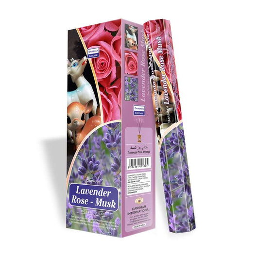 Благовония Лаванда Роза Мускус, Lavender Rose Musk, Darshan, 20 палочек