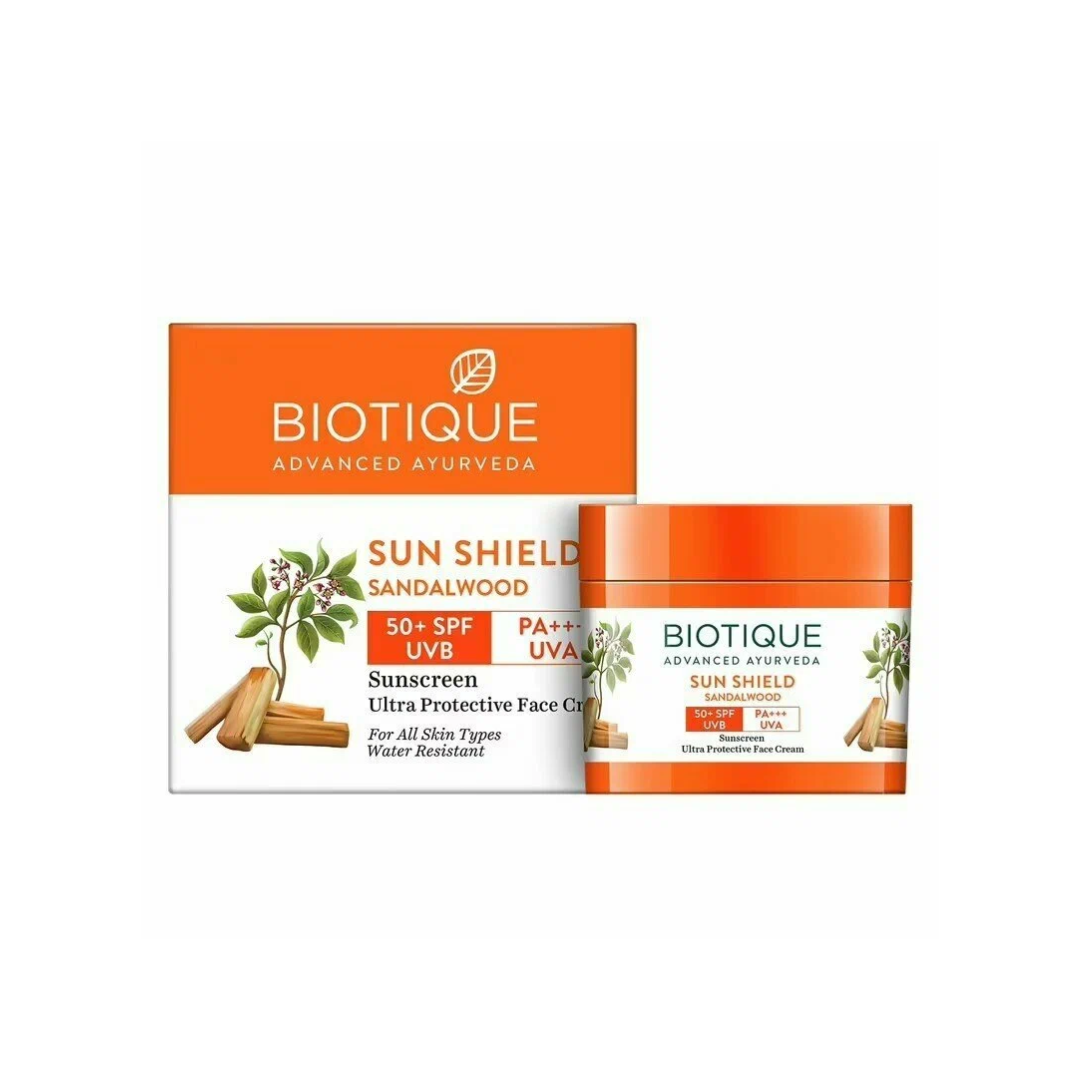 Солнцезащитный крем для лица с сандалом Bio Sandalwood 50+ SPF Uva Biotique 50 гр