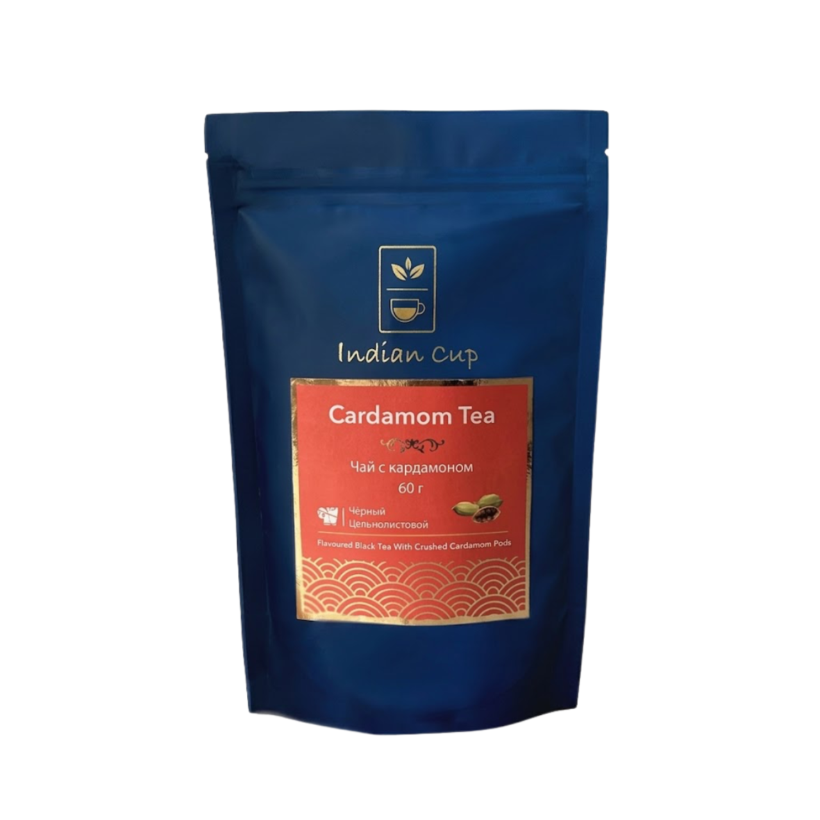Чай черный с Кардамоном, Cardamon Black Tea, Indian Cup, 60гр Дой пак Zip-lock
