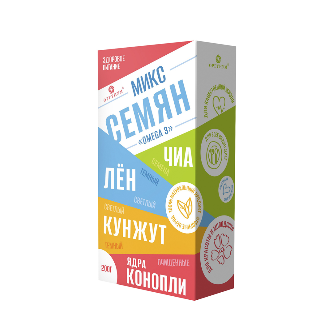 Микс семян льна Омега-3, 200 гр, Оргтиум - Izindii.kg