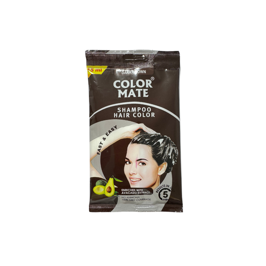 Краска-шампунь для волос Color Mate, Темно-коричневый, 15 мл