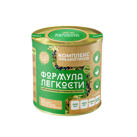 Комплекс пребиотиков «Овсяные отруби + микс семян + конопляный протеин + асаи» Формула Легкости, 250 гр